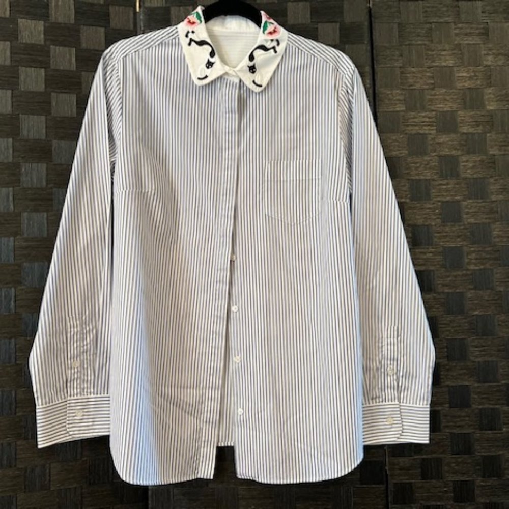 MaxMara Weekend Striped Blouse with Cat collar